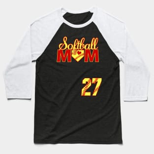 Softball Mom #27 Softball Jersey Favorite Player Biggest Fan Heart Baseball T-Shirt